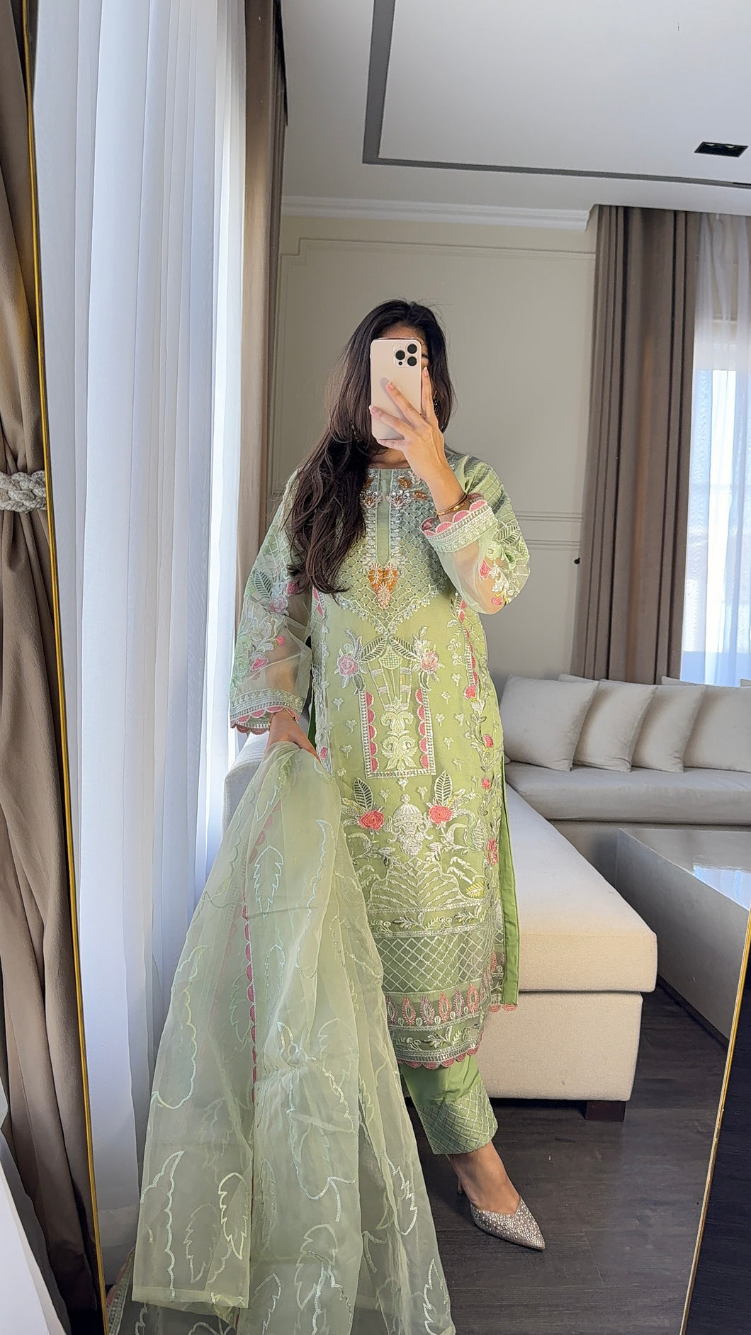 3pc Embroidered Shalwar Kameez with NET dupatta Stitched Suit Ready to wear HW-DT128