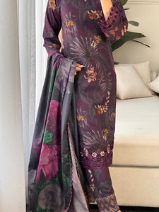 3PC Stitched shalwar Suit Ready to wear DHANAK winter Wear with Dhanak dupatta HW-DH12