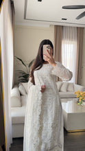 Load image into Gallery viewer, 3pc WHITE Embroidered Shalwar Kameez with CHIFFON dupatta Stitched Suit Ready to wear HW-U2485
