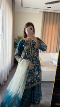 Load image into Gallery viewer, 3pc Embroidered Shalwar Kameez with Plazoo and Net dupatta Stitched Suit Ready to wear HW-U2420C

