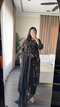 Load image into Gallery viewer, 3pc BLACK Embroidered Shalwar Kameez wit Chiffon dupatta Stitched Suit Ready to wear HW-U2526
