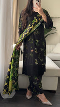 Load image into Gallery viewer, 3PC Stitched Black LINEN shalwar Suit Ready to wear LINEN winter Wear with LINEN dupatta HW-DH33
