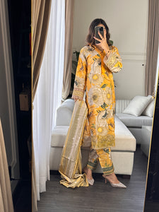 3PC Stitched shalwar Suit Ready to wear DHANAK winter Wear with Dhanak dupatta HW-DH21