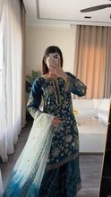 Load image into Gallery viewer, 3pc Embroidered Shalwar Kameez with Plazoo and Net dupatta Stitched Suit Ready to wear HW-U2420C
