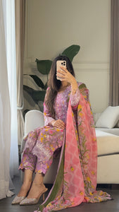 3 pcs Stitched lawn suit Ready to Wear with CHIFFON dupatta LAWN-052