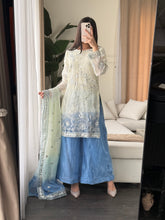 Load image into Gallery viewer, 3pc Embroidered Shalwar Kameez with Net Plazoo and Chiffon dupatta Stitched Suit Ready to wear HW-AN3052
