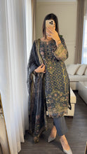 Load image into Gallery viewer, 3PC DARK GREY Embroidered Shalwar Kameez with CHIFFON dupatta Stitched Suit Ready to wear HW-U2383
