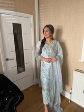 Load image into Gallery viewer, 3pc Embroidered ICE BLUE Chiffon Shalwar Kameez with CHIFFON dupatta Stitched Suit Ready to wear HW-ICEBLUE

