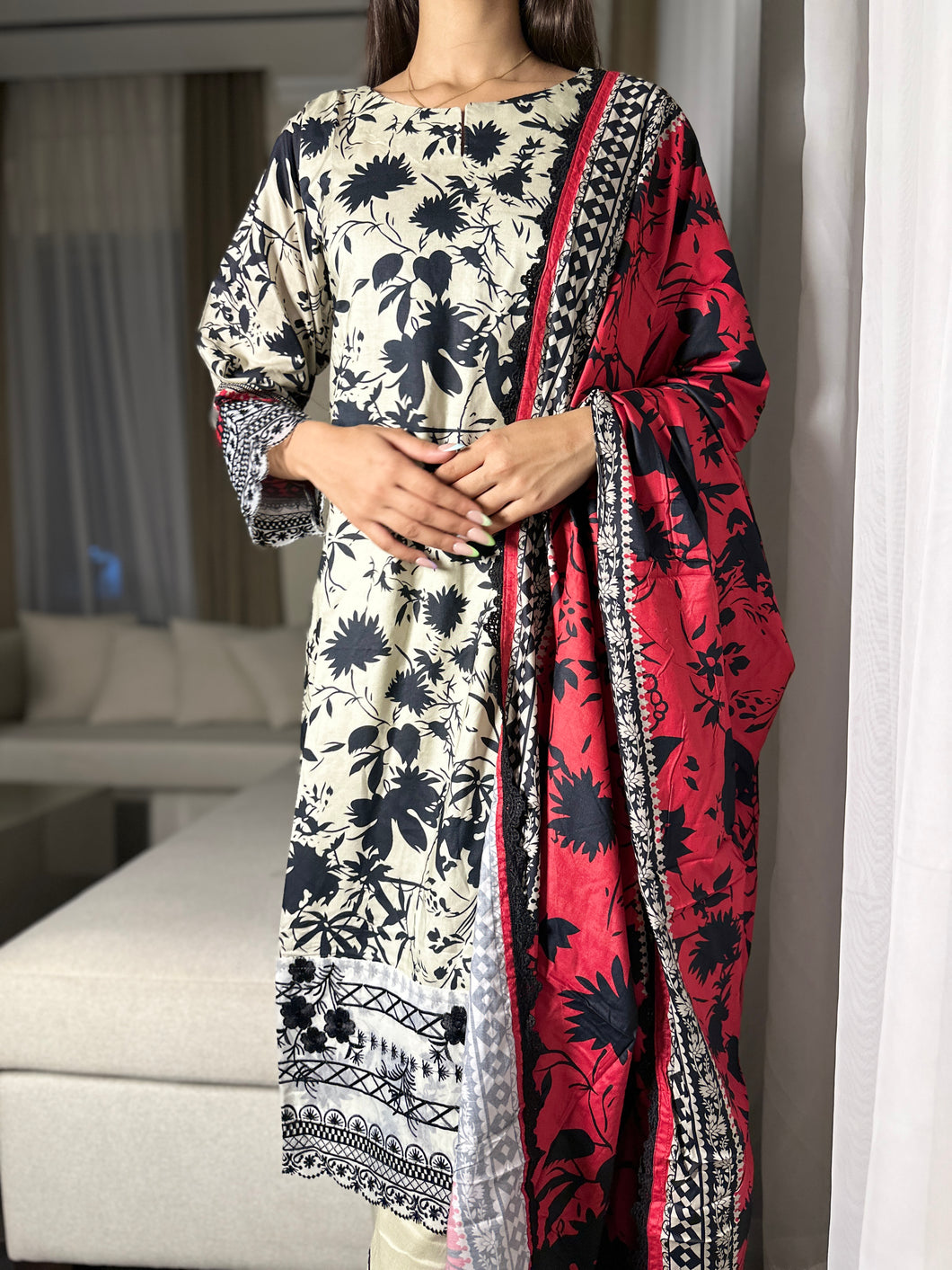 3PC Stitched shalwar Suit Ready to wear LINEN winter Wear with LINEN dupatta HW-DH15