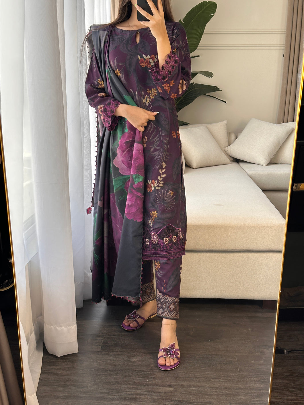 3PC Stitched shalwar Suit Ready to wear DHANAK winter Wear with Dhanak dupatta HW-DH12