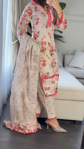 3 pcs Stitched lawn suit Ready to Wear with CHIFFON dupatta LAWN-050
