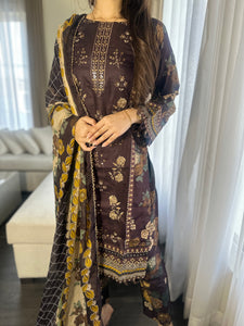 3 pcs Stitched lawn suit Ready to Wear with CHIFFON dupatta LAWN-032