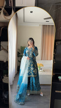 Load image into Gallery viewer, 3pc Embroidered Shalwar Kameez with Plazoo and Net dupatta Stitched Suit Ready to wear HW-U2420C
