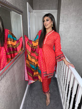 Load image into Gallery viewer, 3PC Stitched RED shalwar Suit Ready to wear LILEN winter Wear with LILEN dupatta SK-01
