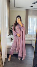 Load image into Gallery viewer, 3pc PURPLE Embroidered Shalwar Kameez with CHIFFON dupatta Stitched Suit Ready to wear HW-U2398
