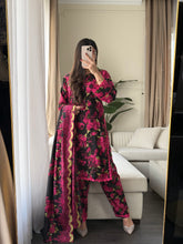 Load image into Gallery viewer, 3PC Stitched Black LINEN shalwar Suit Ready to wear LINEN winter Wear with LINEN dupatta HW-DH34

