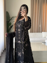 Load image into Gallery viewer, 3pc BLACK Embroidered Shalwar Kameez wit Chiffon dupatta Stitched Suit Ready to wear HW-U2524
