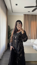 Load image into Gallery viewer, 3pc BLACK Embroidered Shalwar Kameez wit Chiffon dupatta Stitched Suit Ready to wear HW-U2524
