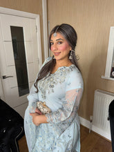 Load image into Gallery viewer, 3pc Embroidered ICE BLUE Chiffon Shalwar Kameez with CHIFFON dupatta Stitched Suit Ready to wear HW-ICEBLUE
