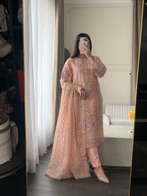 Load image into Gallery viewer, 3pc PINK Embroidered Shalwar Kameez wit Chiffon dupatta Stitched Suit Ready to wear HW-U2342
