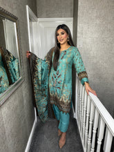 Load image into Gallery viewer, 3PC Stitched Sea Blue shalwar Suit Ready to wear DHANAK winter Wear with Dhanak dupatta DNE-0301
