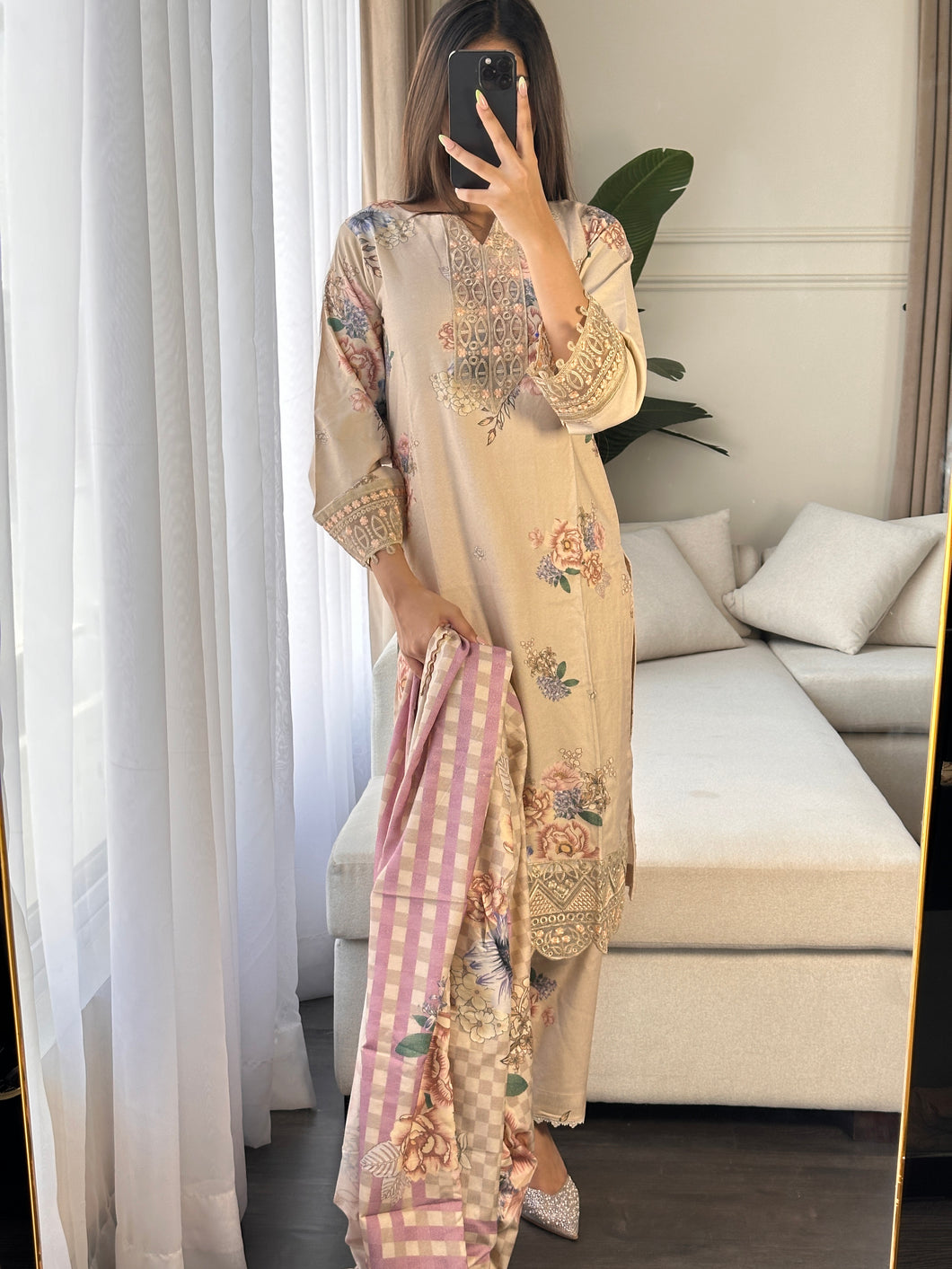 3PC Stitched shalwar Suit Ready to wear DHANAK winter Wear with Dhanak dupatta HW-DH14