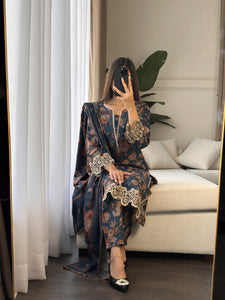 3PC Stitched shalwar Suit Ready to wear DHANAK winter Wear with Dhanak dupatta HW-DH13
