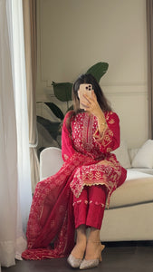 3 pcs Stitched lawn suit Ready to Wear with CHIFFON dupatta LAWN-035