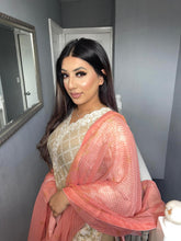 Load image into Gallery viewer, 3 pcs Stitched Beige lawn suit Ready to Wear with chiffon dupatta JF-BEIGELAWN01
