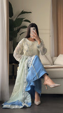 Load image into Gallery viewer, 3pc Embroidered Shalwar Kameez with Net Plazoo and Chiffon dupatta Stitched Suit Ready to wear HW-AN3052
