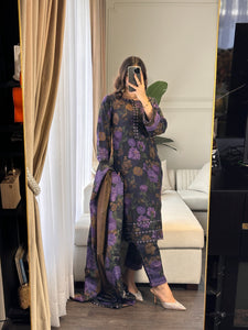 3PC Stitched shalwar Suit Ready to wear DHANAK winter Wear with Dhanak dupatta HW-DH25