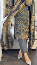 Load image into Gallery viewer, 3PC DARK GREY Embroidered Shalwar Kameez with CHIFFON dupatta Stitched Suit Ready to wear HW-U2383
