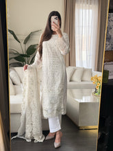 Load image into Gallery viewer, 3pc WHITE Embroidered Shalwar Kameez with CHIFFON dupatta Stitched Suit Ready to wear HW-U2485
