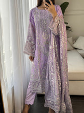 Load image into Gallery viewer, 3pc LILAC Embroidered Shalwar Kameez wit Net dupatta Stitched Suit Ready to wear HW-U2190
