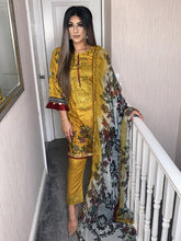 Load image into Gallery viewer, 3 pcs shalwar Suit Ready to Wear with Lilen dupatta winter MB-JFMUSTARD01
