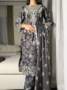 3PC Stitched shalwar Suit Ready to wear DHANAK winter Wear with Dhanak dupatta HW-DH18