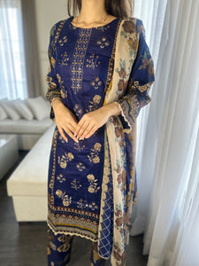 3 pcs Stitched lawn suit Ready to Wear with CHIFFON dupatta LAWN-033