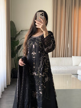 Load image into Gallery viewer, 3pc BLACK Embroidered Shalwar Kameez wit Chiffon dupatta Stitched Suit Ready to wear HW-U2524
