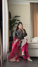 Load image into Gallery viewer, 3pc NAVY PINK Embroidered Shalwar Kameez wit Chiffon dupatta Stitched Suit Ready to wear HW-AN25FL
