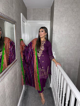 Load image into Gallery viewer, 3PC Stitched PURPLE shalwar Suit Ready to wear DHANAK winter Wear with Dhanak dupatta LL-68A
