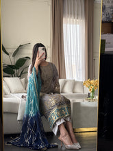 Load image into Gallery viewer, 3pc GREY Embroidered Shalwar Kameez with CHIFFON dupatta Stitched Suit Ready to wear HW-U5323
