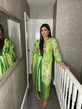 Load image into Gallery viewer, 3PC Stitched GREEN shalwar Suit Ready to wear DHANAK winter Wear with Dhanak dupatta DNE-0315
