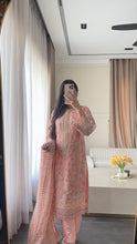 Load image into Gallery viewer, 3pc PINK Embroidered Shalwar Kameez wit Chiffon dupatta Stitched Suit Ready to wear HW-U2342
