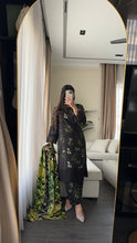 Load image into Gallery viewer, 3PC Stitched Black LINEN shalwar Suit Ready to wear LINEN winter Wear with LINEN dupatta HW-DH33
