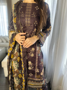 3 pcs Stitched lawn suit Ready to Wear with CHIFFON dupatta LAWN-032