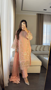 3pc PINK Embroidered Shalwar Kameez wit CHIFFON  dupatta Stitched Suit Ready to wear HW-U2304