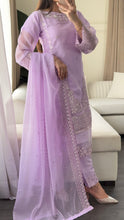 Load image into Gallery viewer, 3pc Soft Lavender Embroidered Shalwar Kameez with CHIFFON dupatta Stitched Suit Ready to wear HW-U2416
