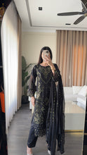 Load image into Gallery viewer, 3pc BLACK Embroidered Shalwar Kameez wit Chiffon dupatta Stitched Suit Ready to wear HW-U2526
