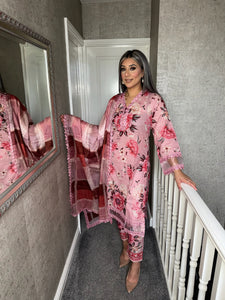 3 pcs Stitched PINK lawn suit Ready to Wear with lawn dupatta LDP-24007