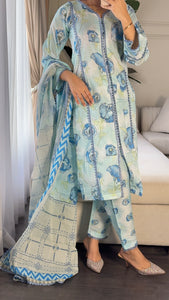 3 pcs Stitched lawn suit Ready to Wear with CHIFFON dupatta LAWN-048